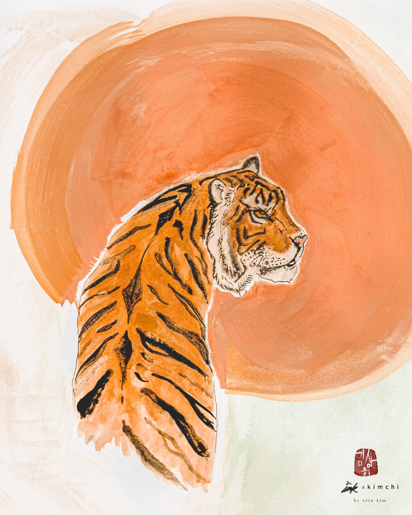 The Tigress Ink and Watercolor Art Print Illustration by Erin Kim