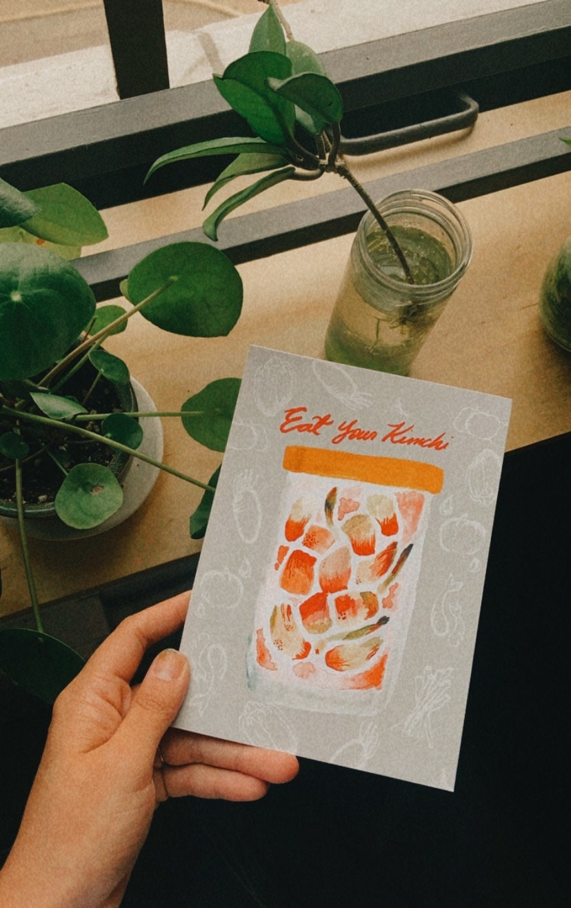 Eat Your Kimchi Cute Korean Art Print Illustration by Erin Kim Wall Decor