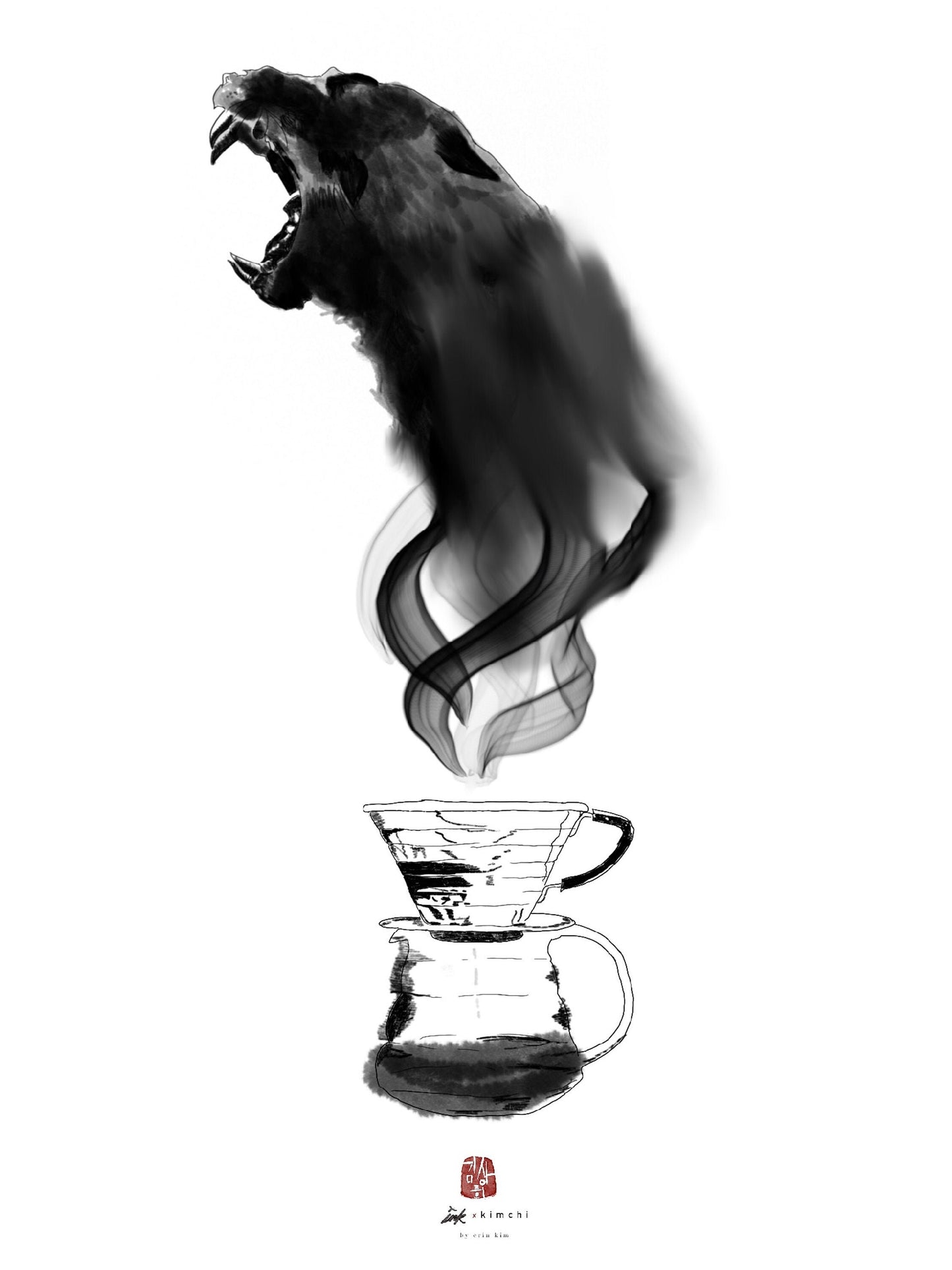 Single Origin Stories : The Panther by Erin Kim Coffee Single Origin Art Print Illustration