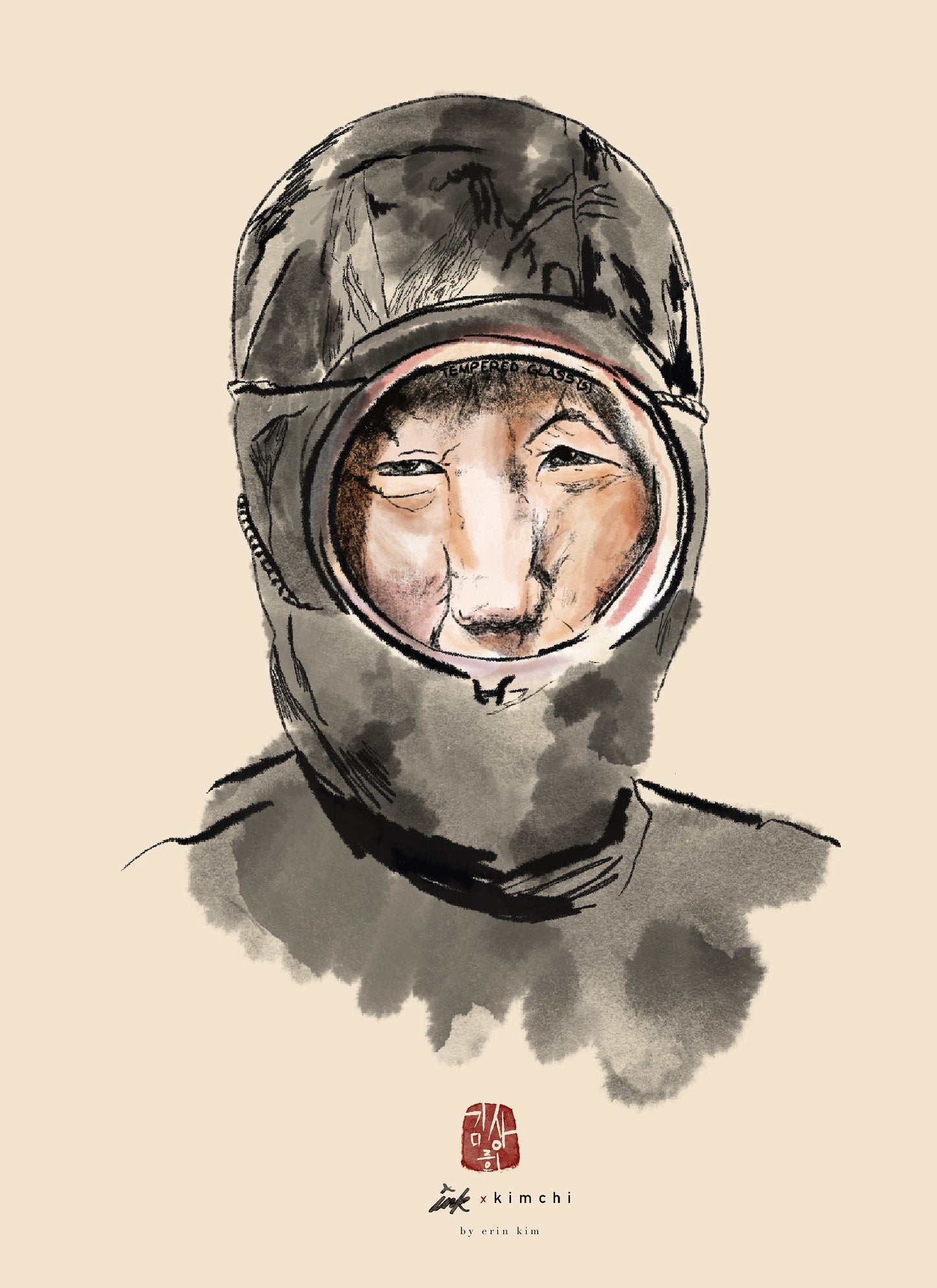 Haenyeo Korean Female Diver Art Print Illustration by Erin Kim