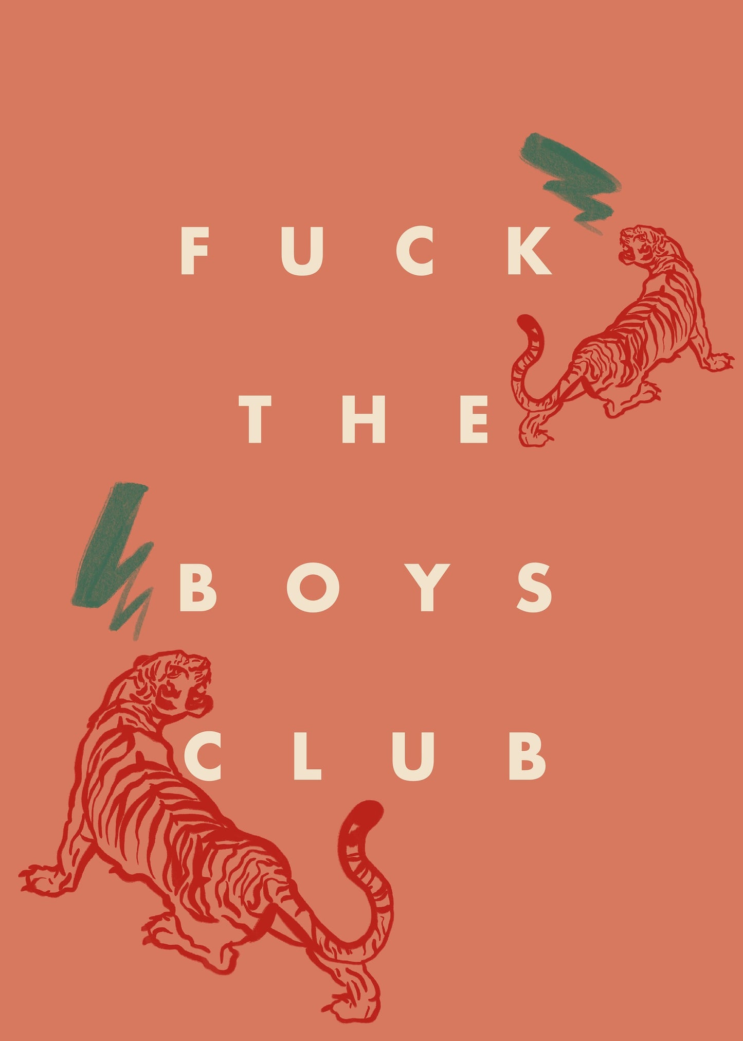 Fuck the Boys Club Empowered Tigress Art Illustration Print by Erin Kim